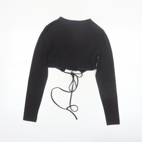 Tommy Jeans Women's Black Cropped Long Sleeve Top M