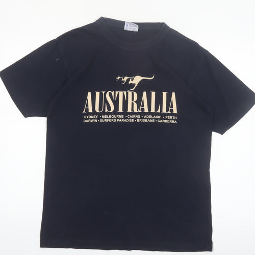 Gooses T-Shirts Men Black Australia Graphic Cotton Crew Neck M