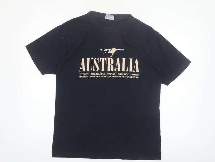 Gooses T-Shirts Men Black Australia Graphic Cotton Crew Neck M