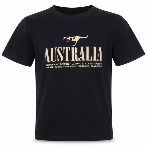 Gooses T-Shirts Men Black Australia Graphic Cotton Crew Neck M
