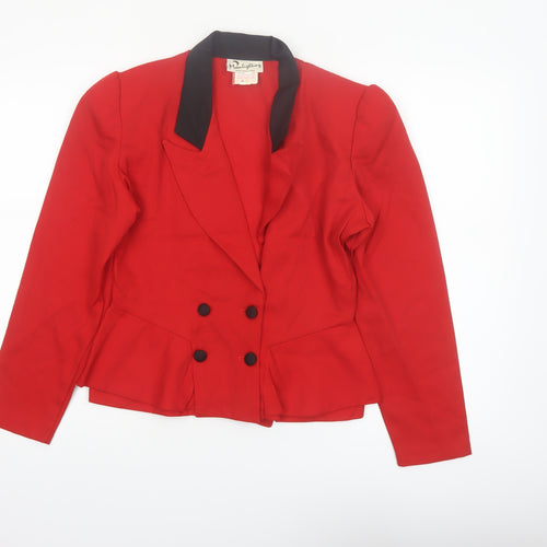 Moonlighting Women’s Red Double-Breasted Suit Jacket Size 10 Classic Fit