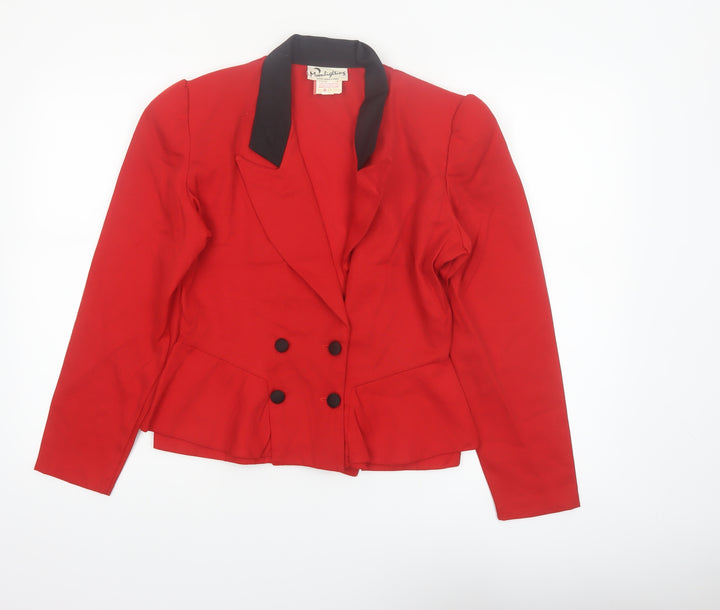 Moonlighting Women’s Red Double-Breasted Suit Jacket Size 10 Classic Fit