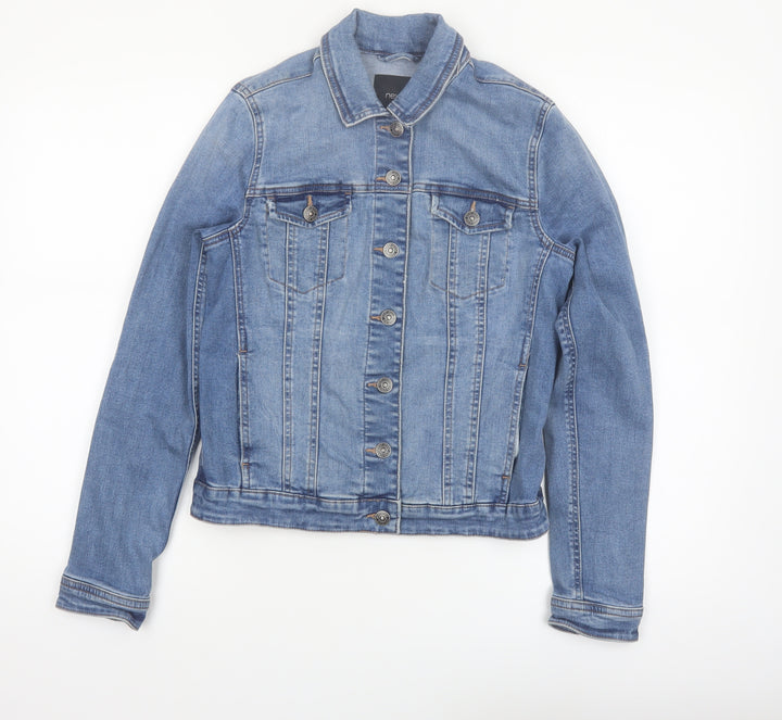Next Women's Blue Denim Jacket Size 10 Classic Casual