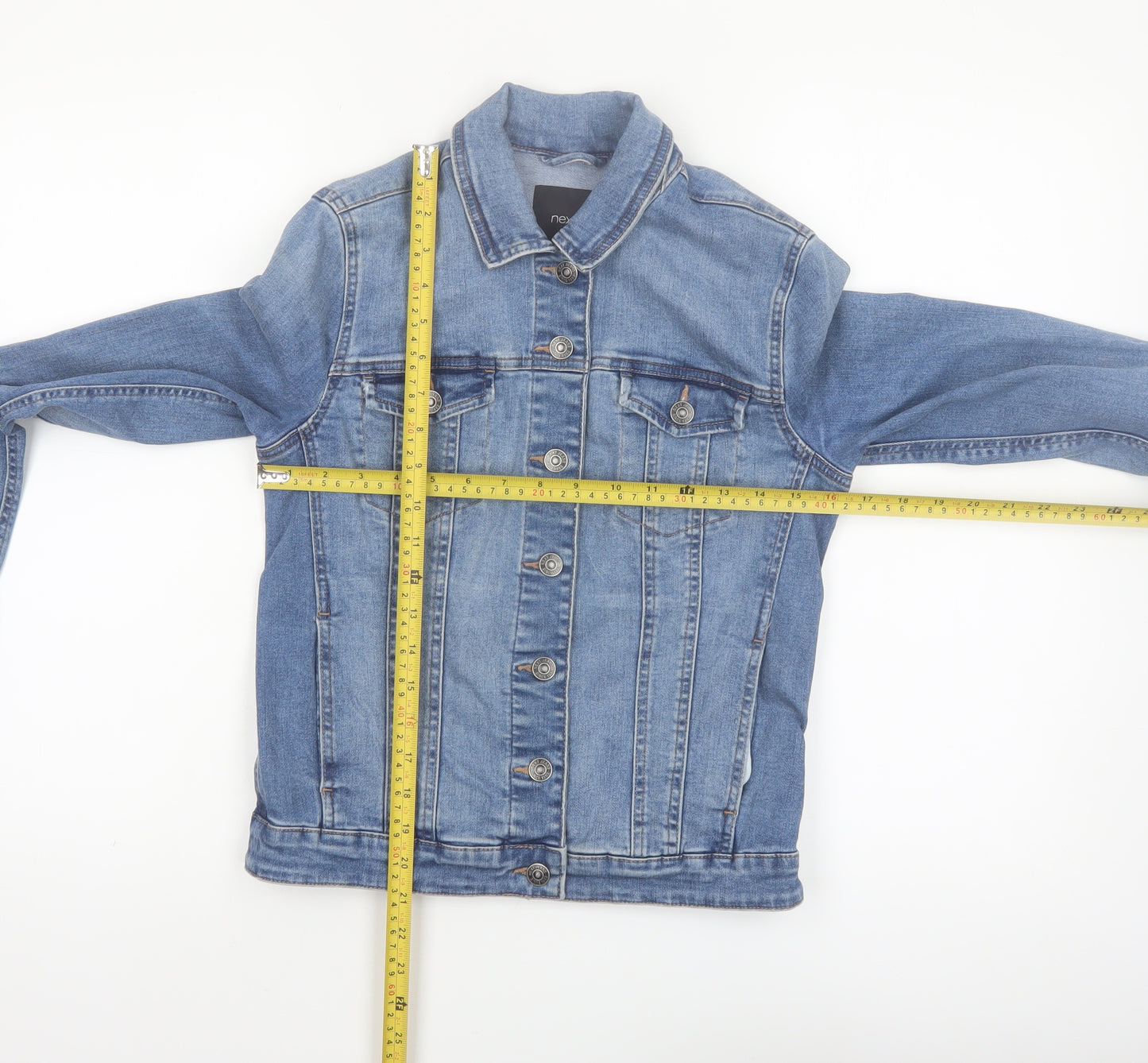 Next Women's Blue Denim Jacket Size 10 Classic Casual