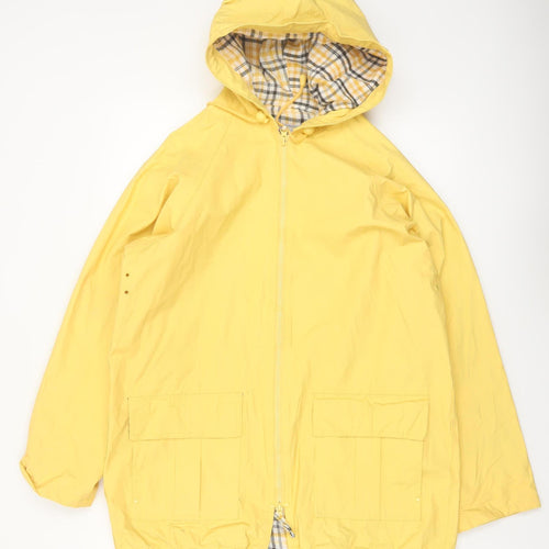 Rain-Slicks Womens Yellow Hooded Waterproof Rain Coat Jacket M
