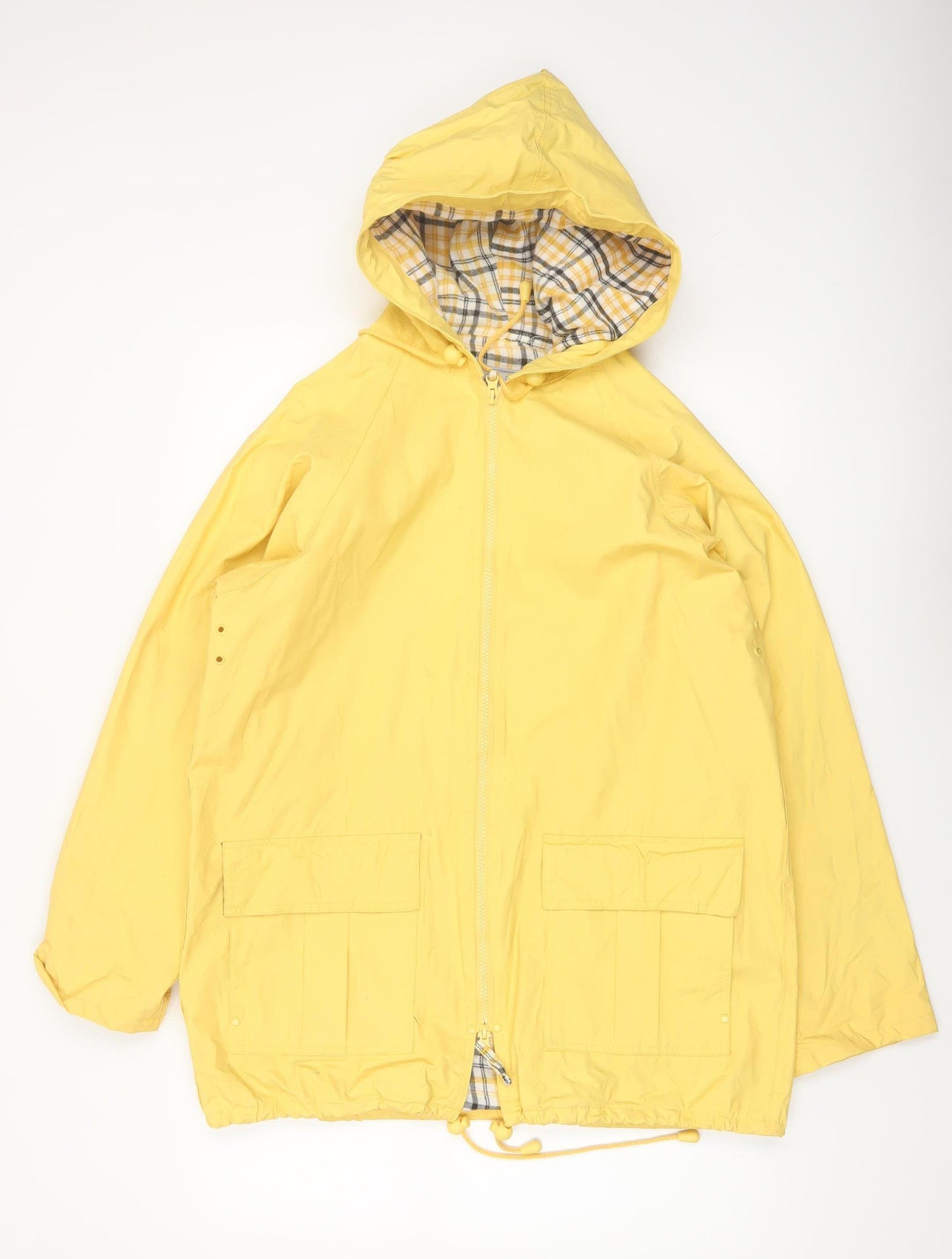 Rain-Slicks Womens Yellow Hooded Waterproof Rain Coat Jacket M