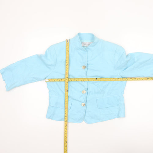 Worth Women Blue Linen Suit Jacket Size 2 Classic Tailored Blazer