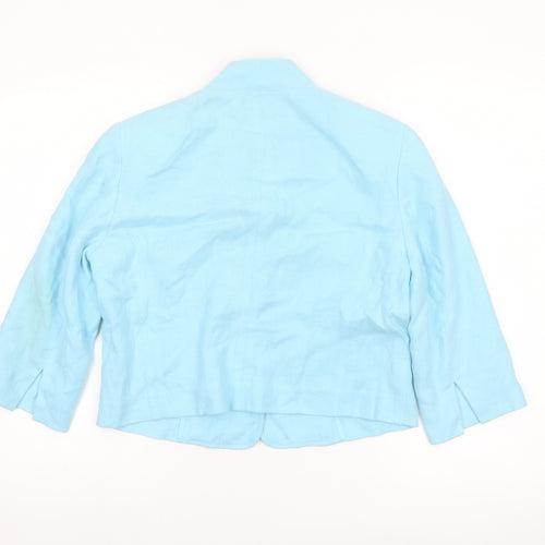 Worth Women Blue Linen Suit Jacket Size 2 Classic Tailored Blazer