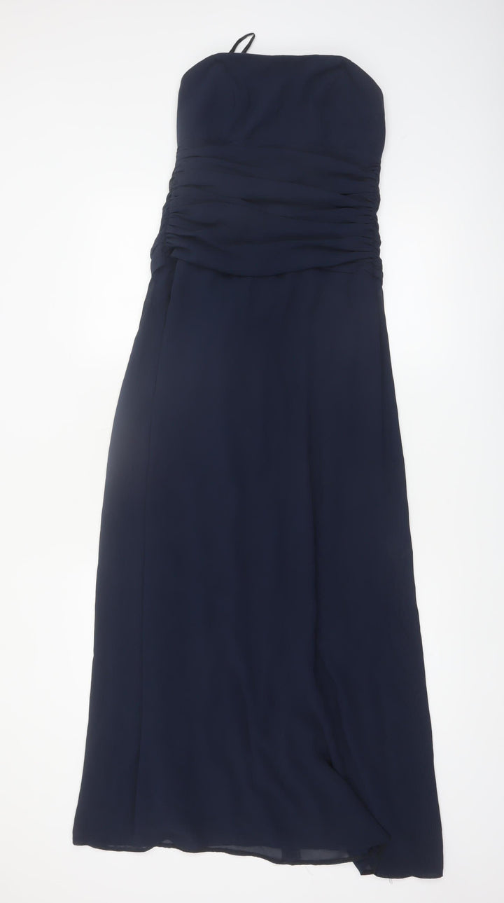 Dessy Collection Women's Blue Strapless Long Formal Dress Size 10