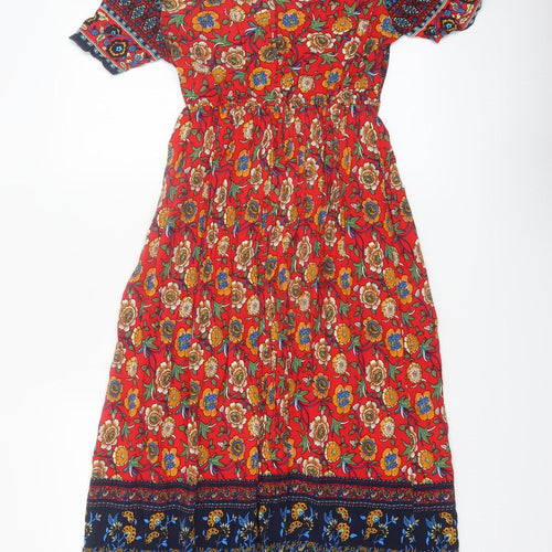 SHEIN Women's Multicoloured Floral Bohemian Midi Dress Size 8