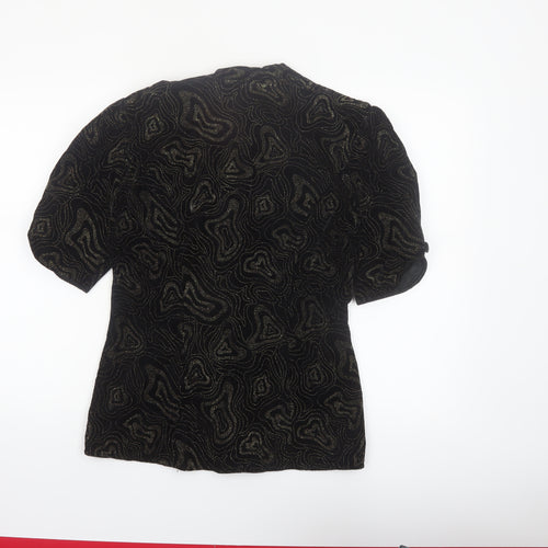 Charlotte Halton Women’s Black Beaded Velvet Blouse Size 12 Evening Classic