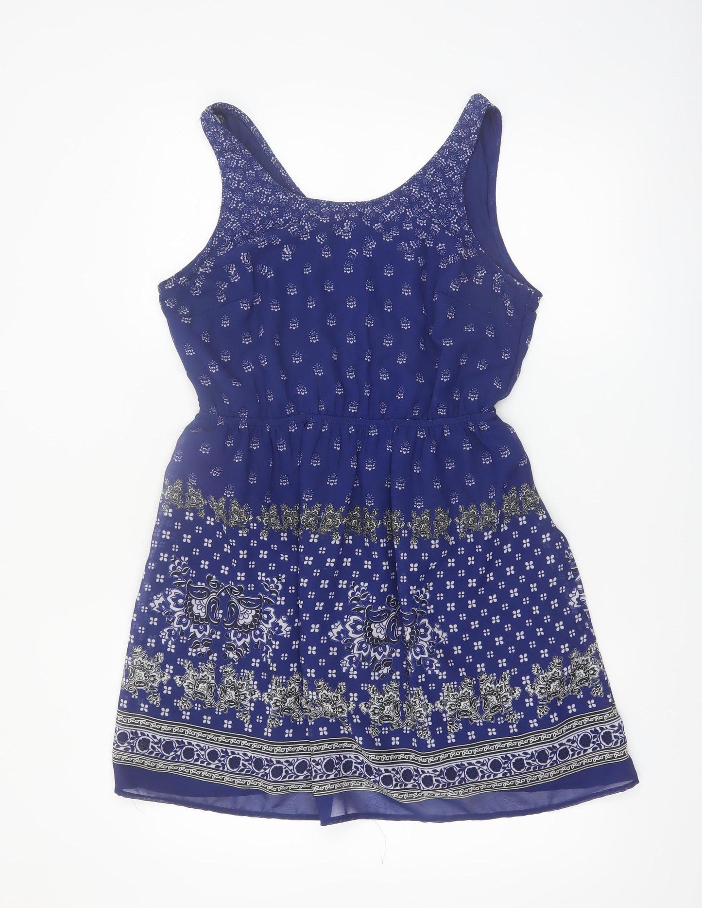 H&M Women Blue Sleeveless A-Line Short Dress Size 14