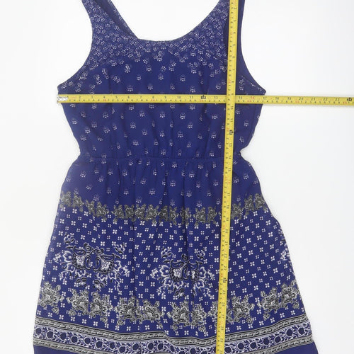 H&M Women Blue Sleeveless A-Line Short Dress Size 14