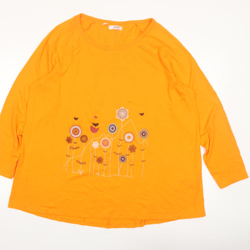 bpc bonprix collection Women Orange Floral Print XL 3/4 Sleeve Tshirt