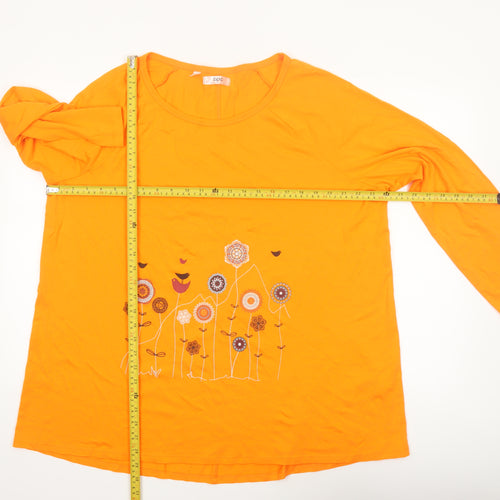 bpc bonprix collection Women Orange Floral Print XL 3/4 Sleeve Tshirt
