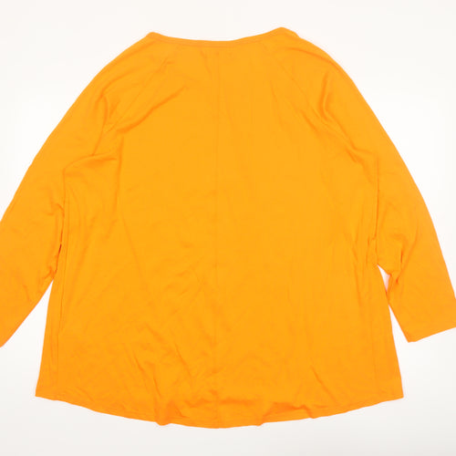 bpc bonprix collection Women Orange Floral Print XL 3/4 Sleeve Tshirt