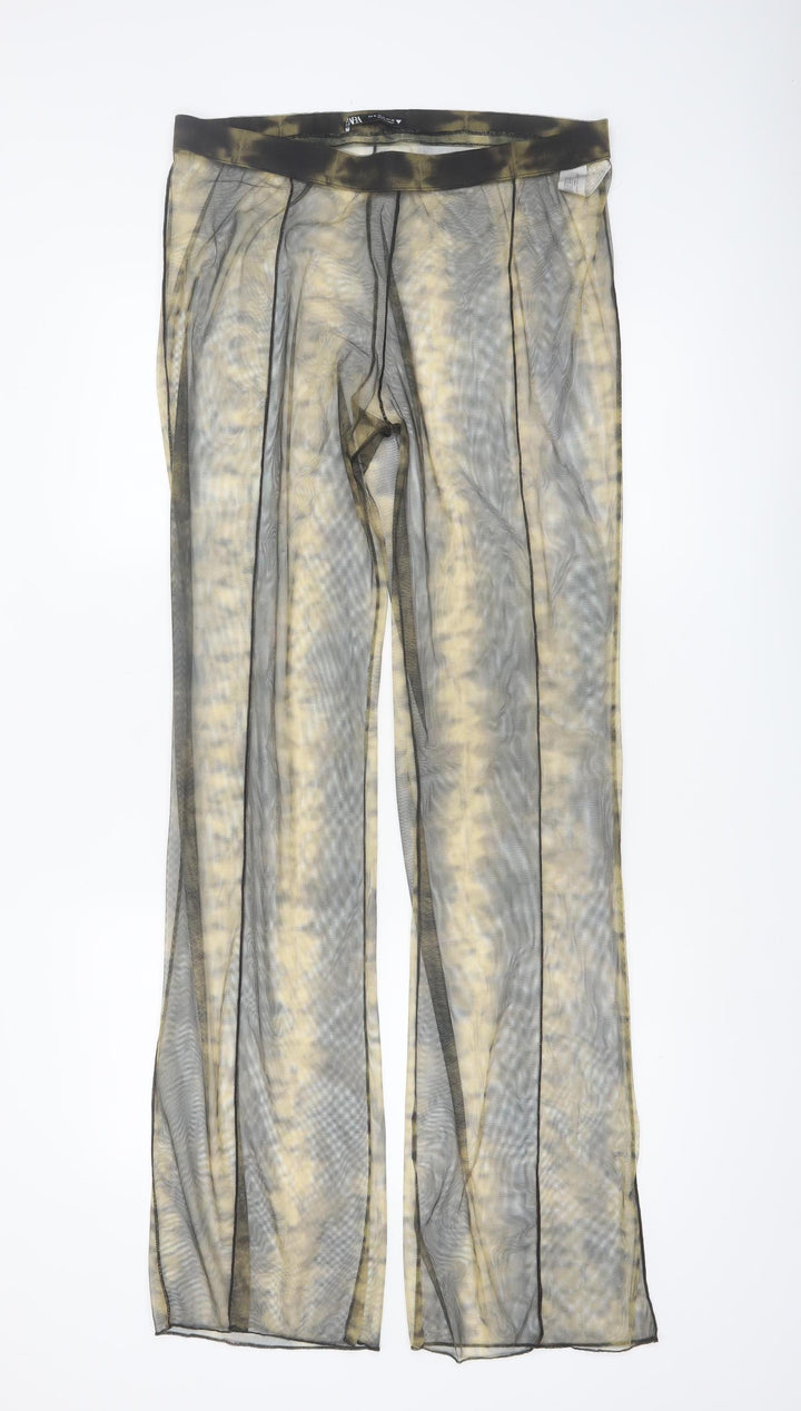 Zara Women Multicoloured Mesh Wide-Leg Trousers Size XL