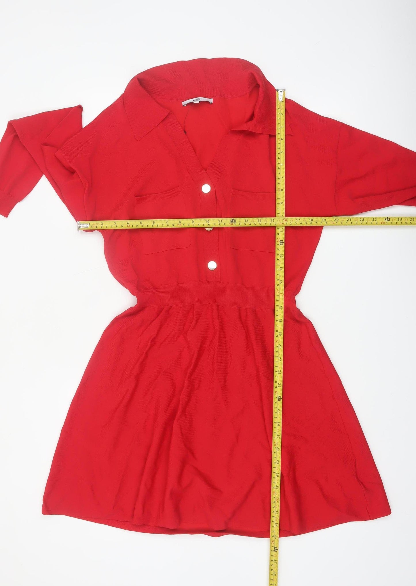 NEXT Women’s Red Collared Shirt Dress L Long Sleeve Knit