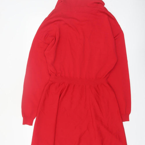 NEXT Women’s Red Collared Shirt Dress L Long Sleeve Knit