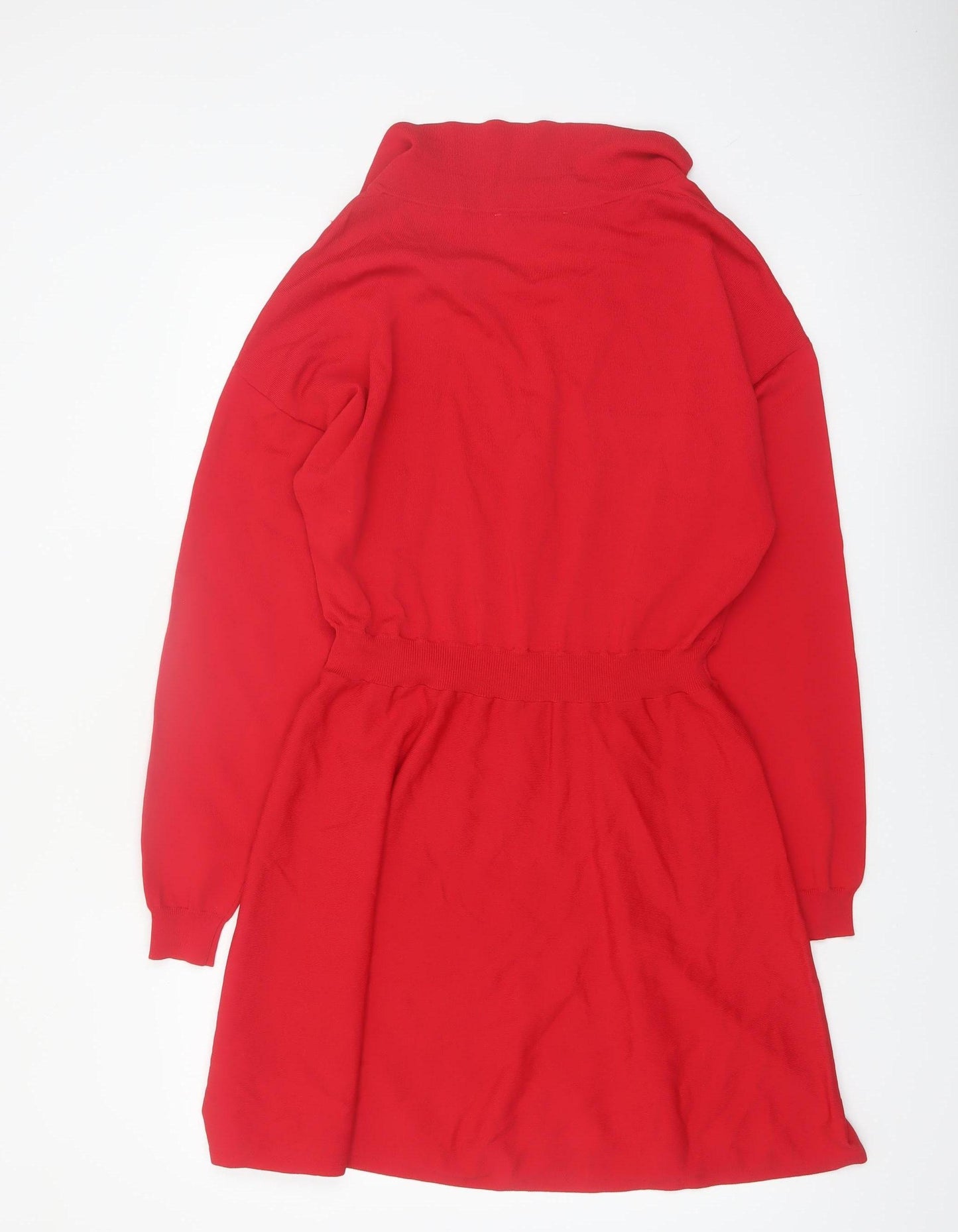 NEXT Women’s Red Collared Shirt Dress L Long Sleeve Knit