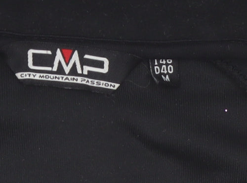 CMP Womens Black Fleece Pullover Sweatshirt M Rhinestone 1/4 Zip