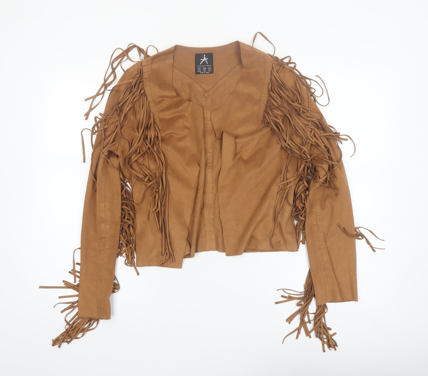 Atmosphere Women’s Brown Fringe Faux Suede Western Jacket Size 6