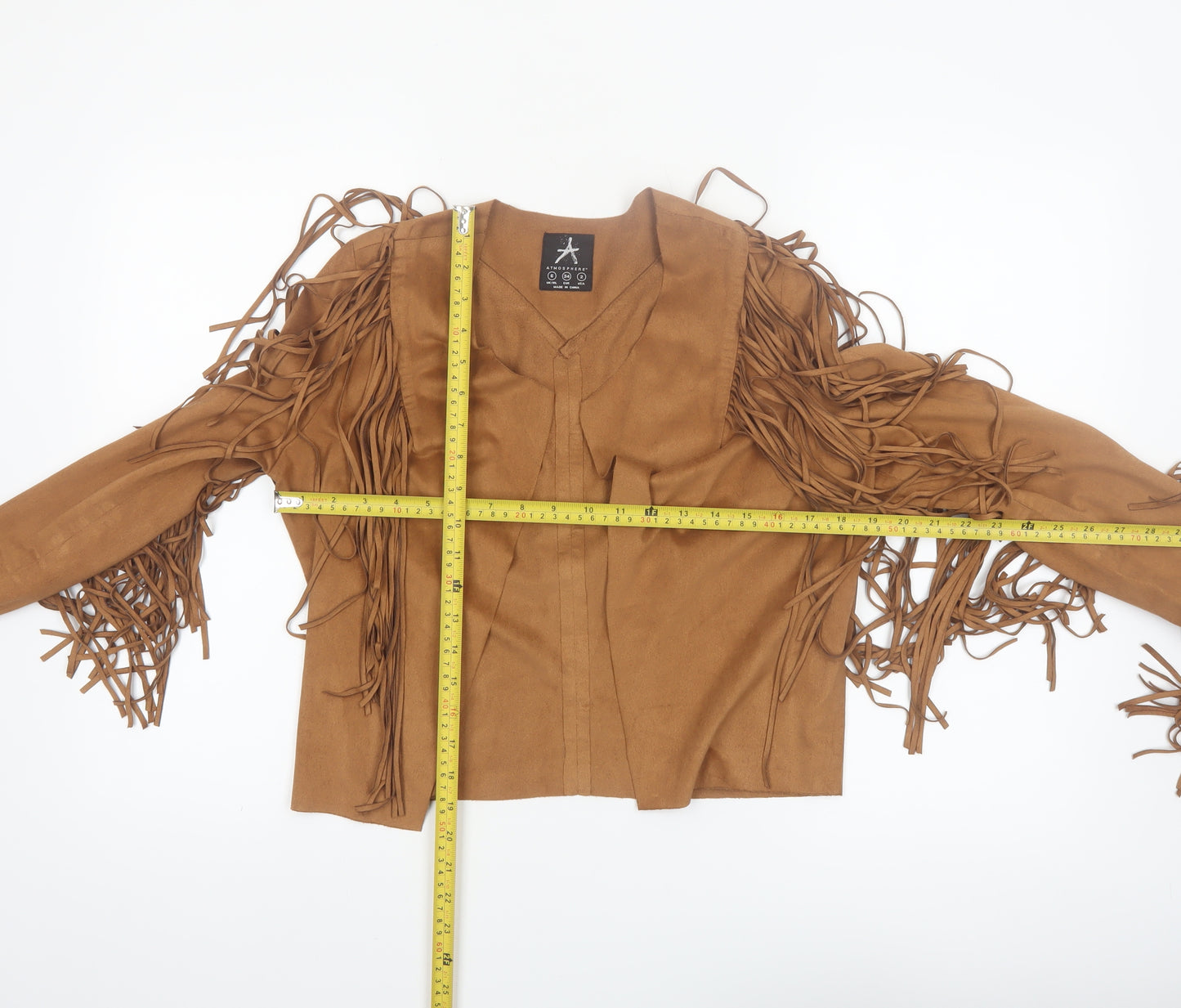 Atmosphere Women’s Brown Fringe Faux Suede Western Jacket Size 6