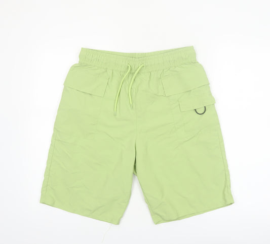 ASOS Men’s Green Cargo Shorts Size 32 Regular Fit Elastic Waist