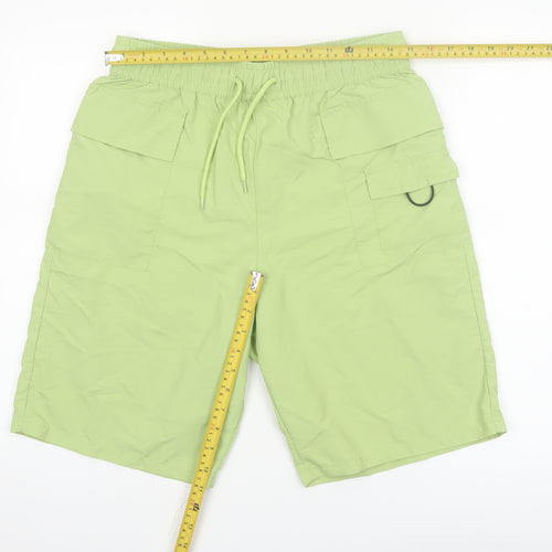 ASOS Men’s Green Cargo Shorts Size 32 Regular Fit Elastic Waist