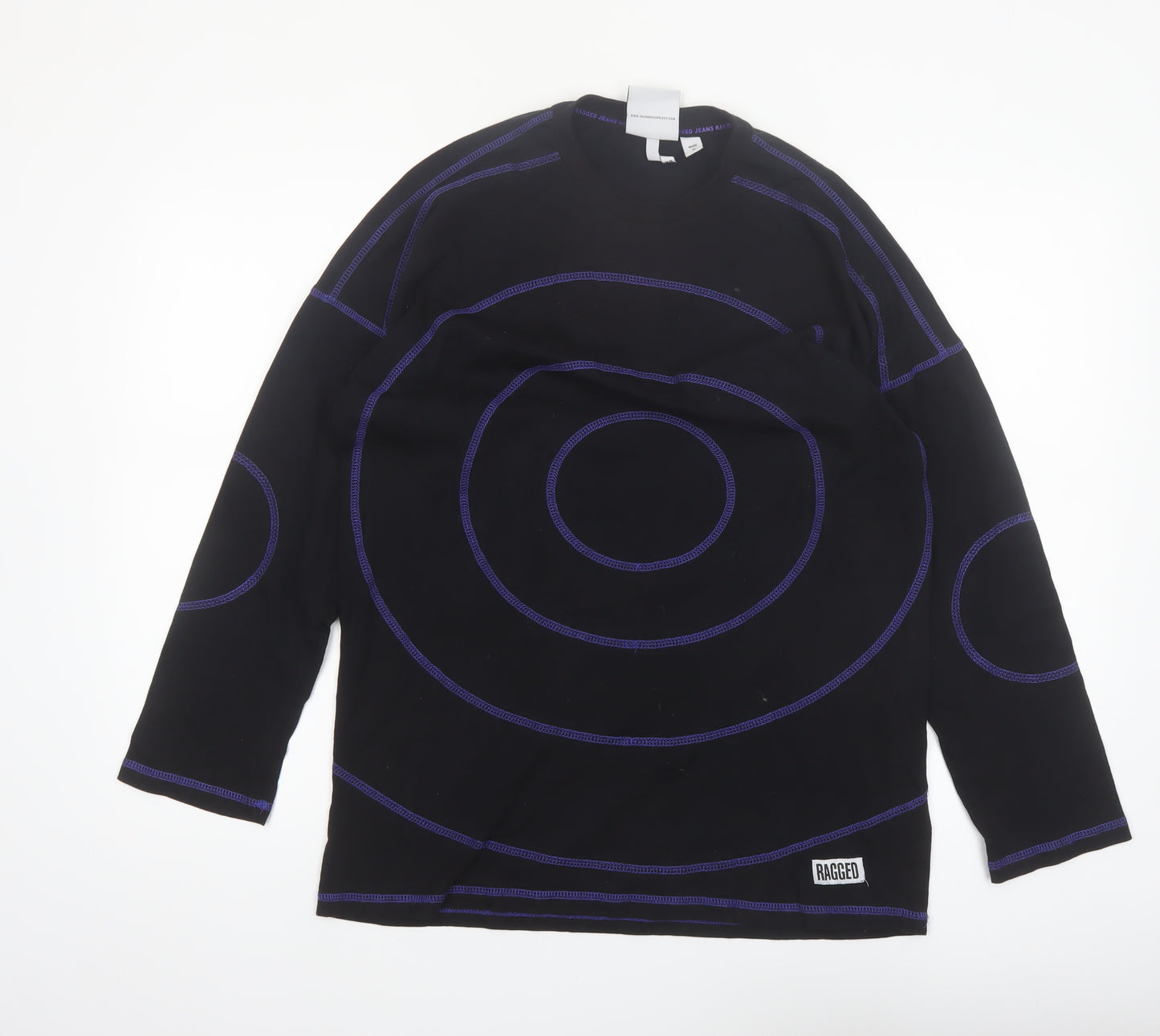 Ragged Jeans Men's Black XS Long Sleeve Graphic Cotton Top