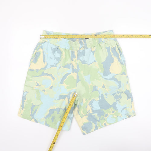 Monki Men's Multicoloured Sweat Shorts L Camouflage Cotton