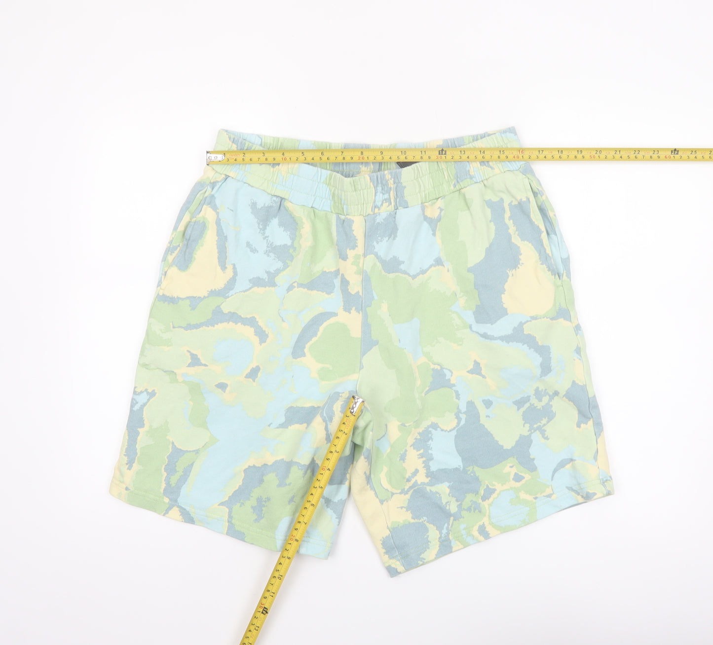 Monki Men's Multicoloured Sweat Shorts L Camouflage Cotton