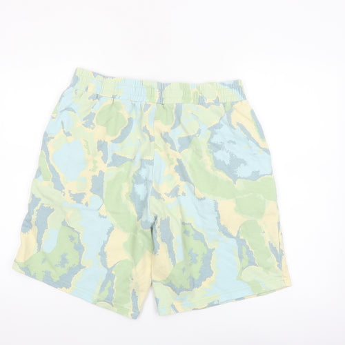 Monki Men's Multicoloured Sweat Shorts L Camouflage Cotton