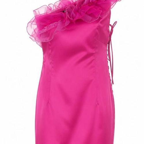 Heaven Women's Pink One Shoulder Ruffle Bodycon Dress Size 12