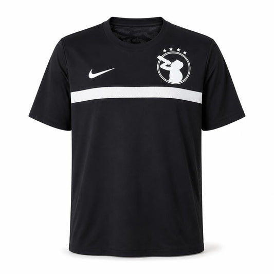 Front view of Nike Men’s Black Dri-Fit T-Shirt Sz L Slotty's Eleven Bud Spencer Sports Tee