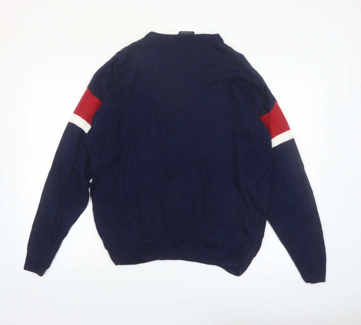Di Maggio Men's Blue Red V-Neck Geometric Acrylic Jumper M
