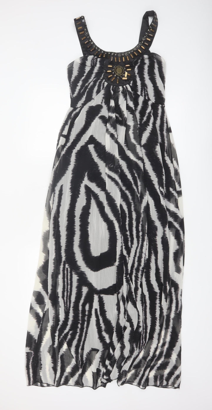 AX Paris Women’s Black Zebra Print Beaded Maxi Dress Size 8