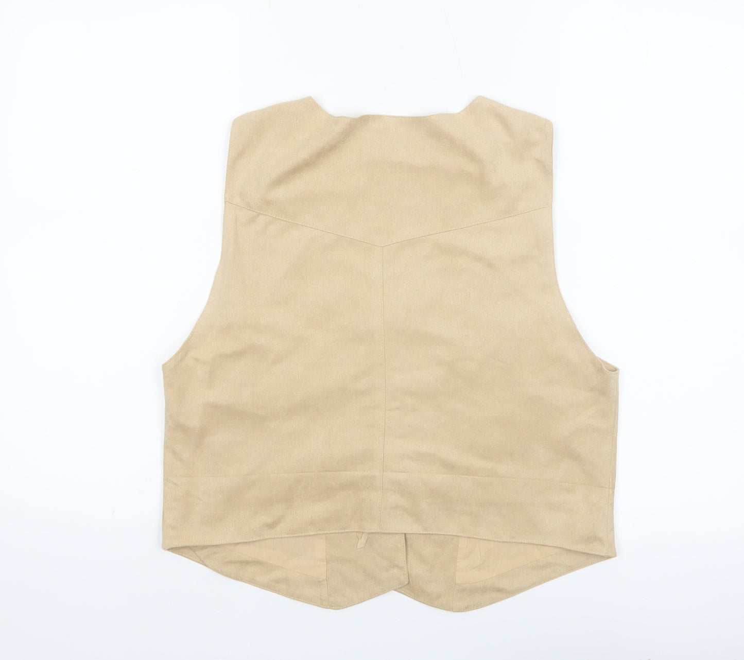 Cherry Paris Women’s Beige Fringe Suede Look Sleeveless Vest Top L