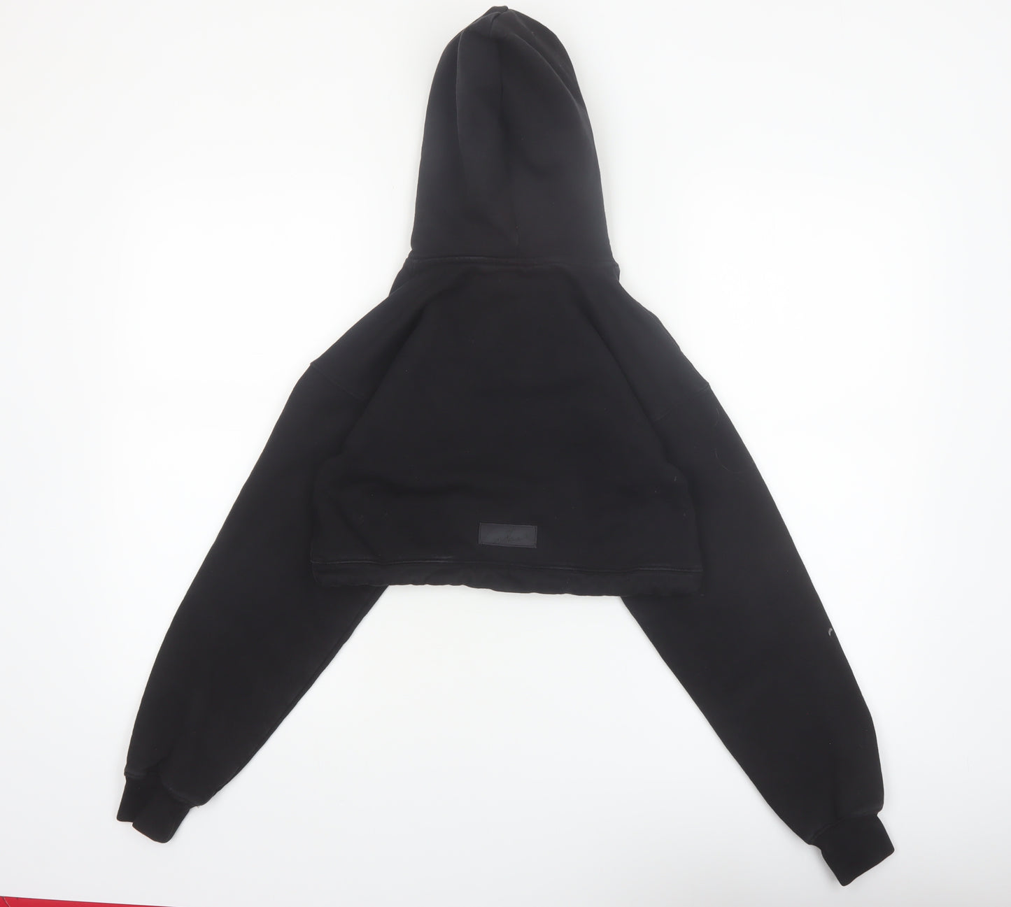 The Couture Club Women's Black Cropped Hoodie XXS Drawstring Cotton Blend
