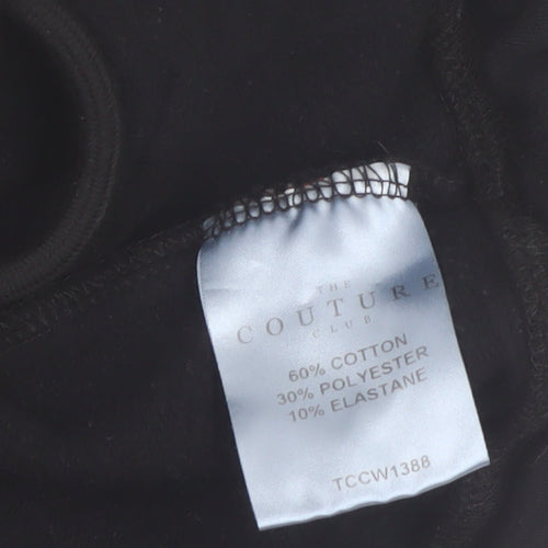 The Couture Club Women's Black Cropped Hoodie XXS Drawstring Cotton Blend