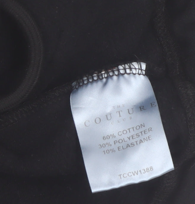 The Couture Club Women's Black Cropped Hoodie XXS Drawstring Cotton Blend