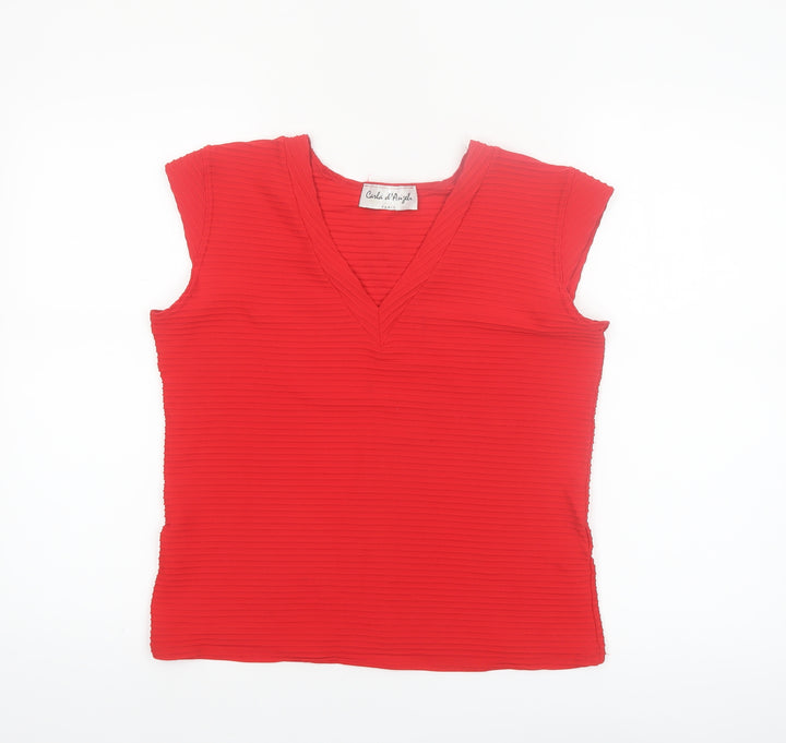Carla d'Angeli Women Red V-Neck Sleeveless Stretch Blouse Size 16