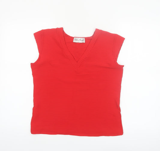 Carla d'Angeli Women Red V-Neck Sleeveless Stretch Blouse Size 16