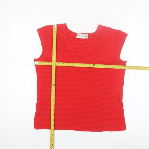 Carla d'Angeli Women Red V-Neck Sleeveless Stretch Blouse Size 16