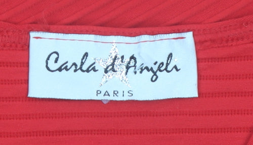 Carla d'Angeli Women Red V-Neck Sleeveless Stretch Blouse Size 16