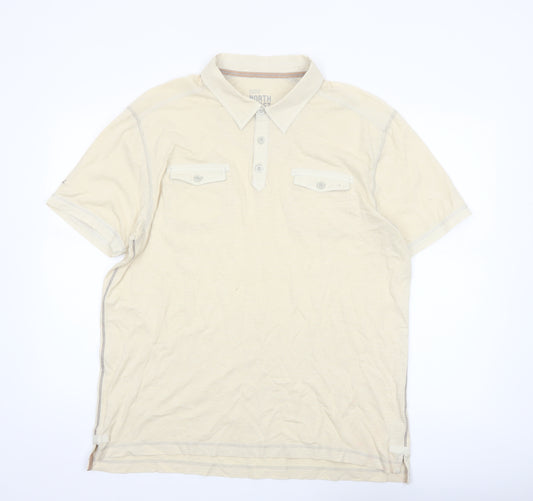 Marks and Spencer North Coast Beige Men's L Cotton Polo Shirt