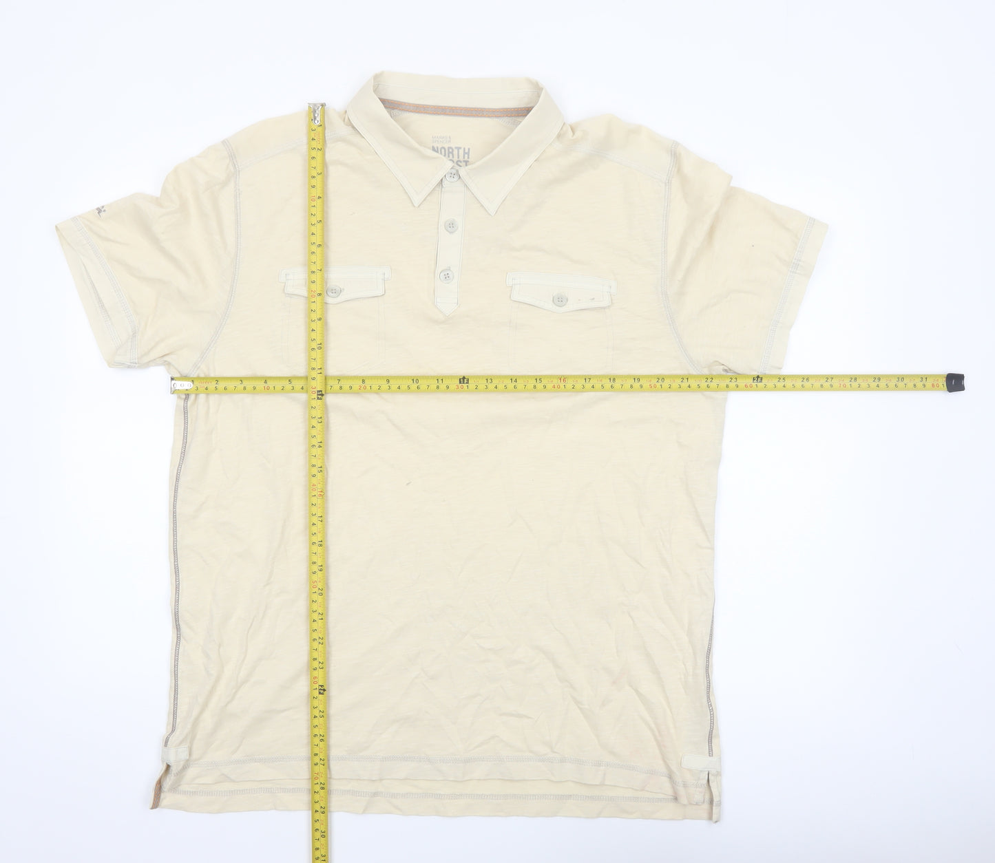 Marks and Spencer North Coast Beige Men's L Cotton Polo Shirt