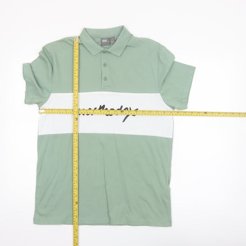 ASOS Men’s Green & White Colourblock Polo Shirt Size M 100% Cotton