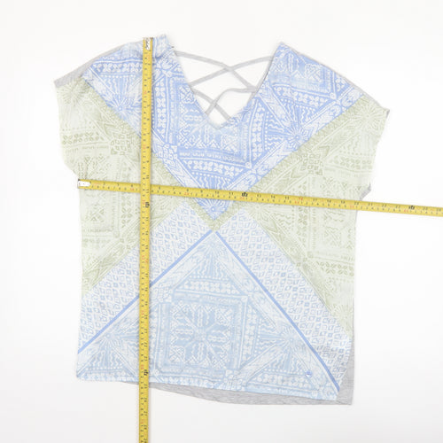 Tom Tailor Women's Blue Geometric V-Neck Strappy T-Shirt Size S