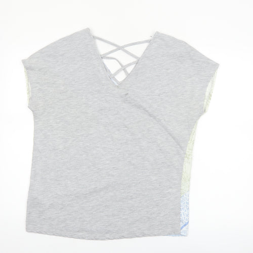 Tom Tailor Women's Blue Geometric V-Neck Strappy T-Shirt Size S